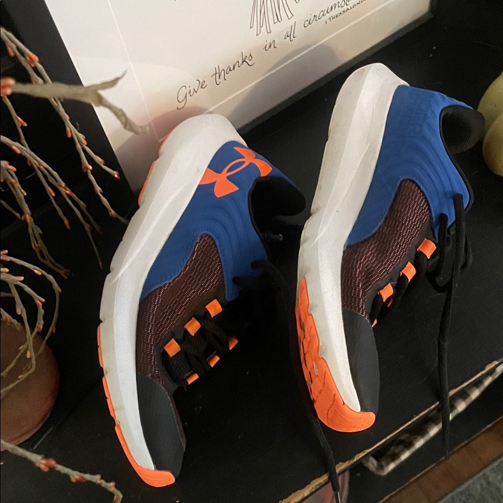 Under Armour Kids' Black, Blue, and Orange Sneakers size 5.5 youth - Picture 5 of 6